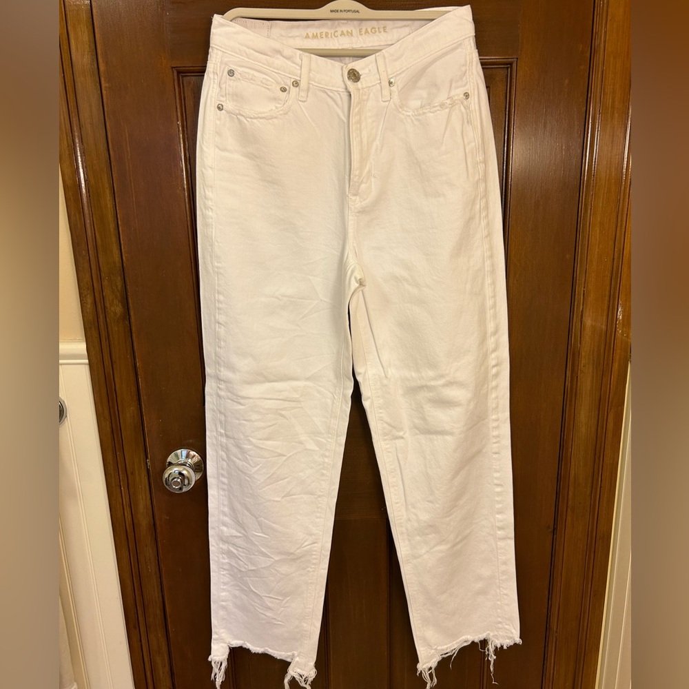 Distressed White Jeans